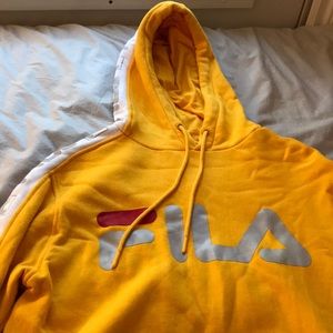 Yellow, white and red FILA hoodie